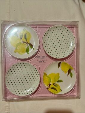 Kate Spade New York Lemon Melamine Coaster Set of 4 Factory Sealed
